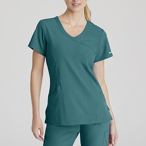 Skechers Sk102 Reliance 3-Pocket Crossover Womens Plus Tall V Neck Short Sleeve Stretch Fabric Moisture Wicking Scrub Top, 4x-large, Blue
