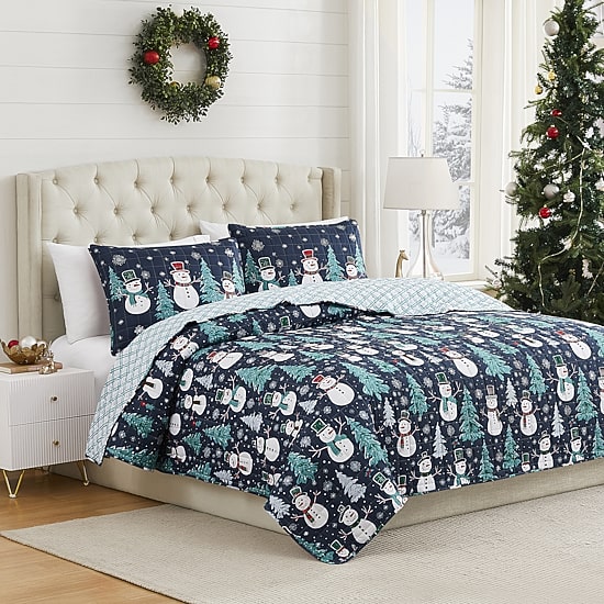 Avanti Snowman Reversible Quilt Set