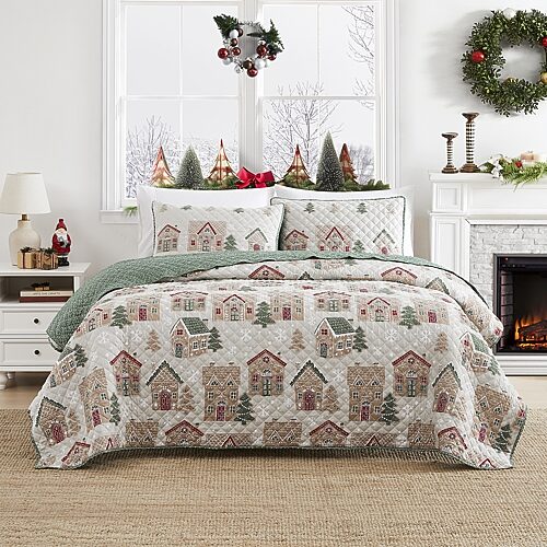 Avanti Gingerbread Reversible 2-Pc. Quilt Set, Twin - Khaki