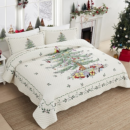 Spode Christmas Tree Reversible Quilt Set