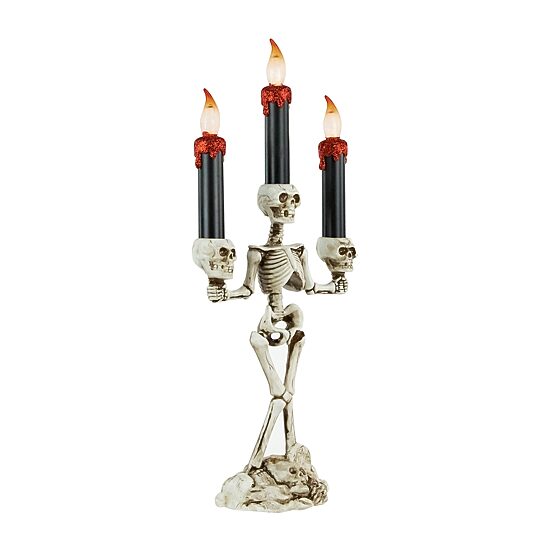 14.5'' Dripping Candle Skeleton Halloween Candelabra