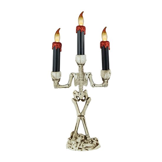 14.5'' Dripping Candle Skeleton Halloween Candelabra