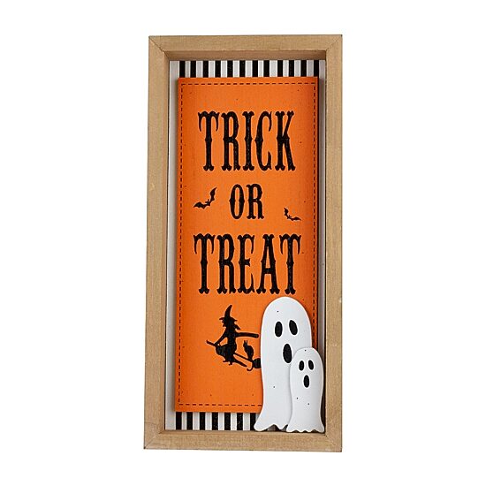 Set of 2 Happy Halloween Wooden Shadow Box Plaques