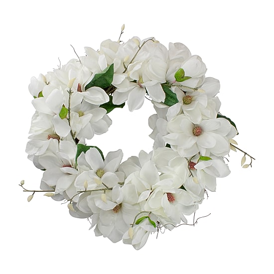 Northlight 24in Magnolias Unlit Wreath