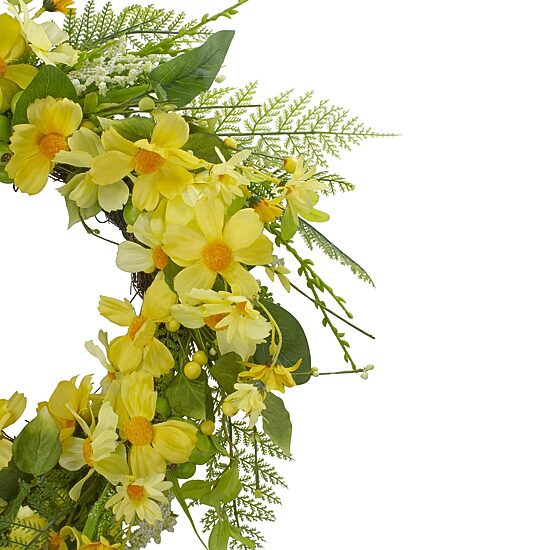Northlight 23in Daisy Berry Yellow Green Wreath