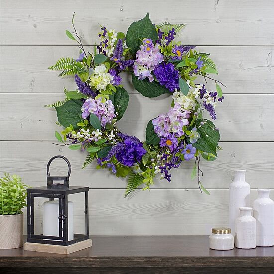 Northlight 26in Hydrangea And Foliage Floral Twig Wreath