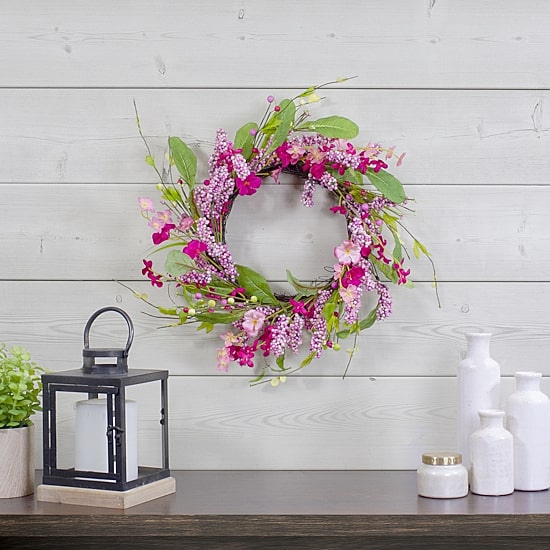 Northlight 18" Geranium And Berry Spring Floral Wreath
