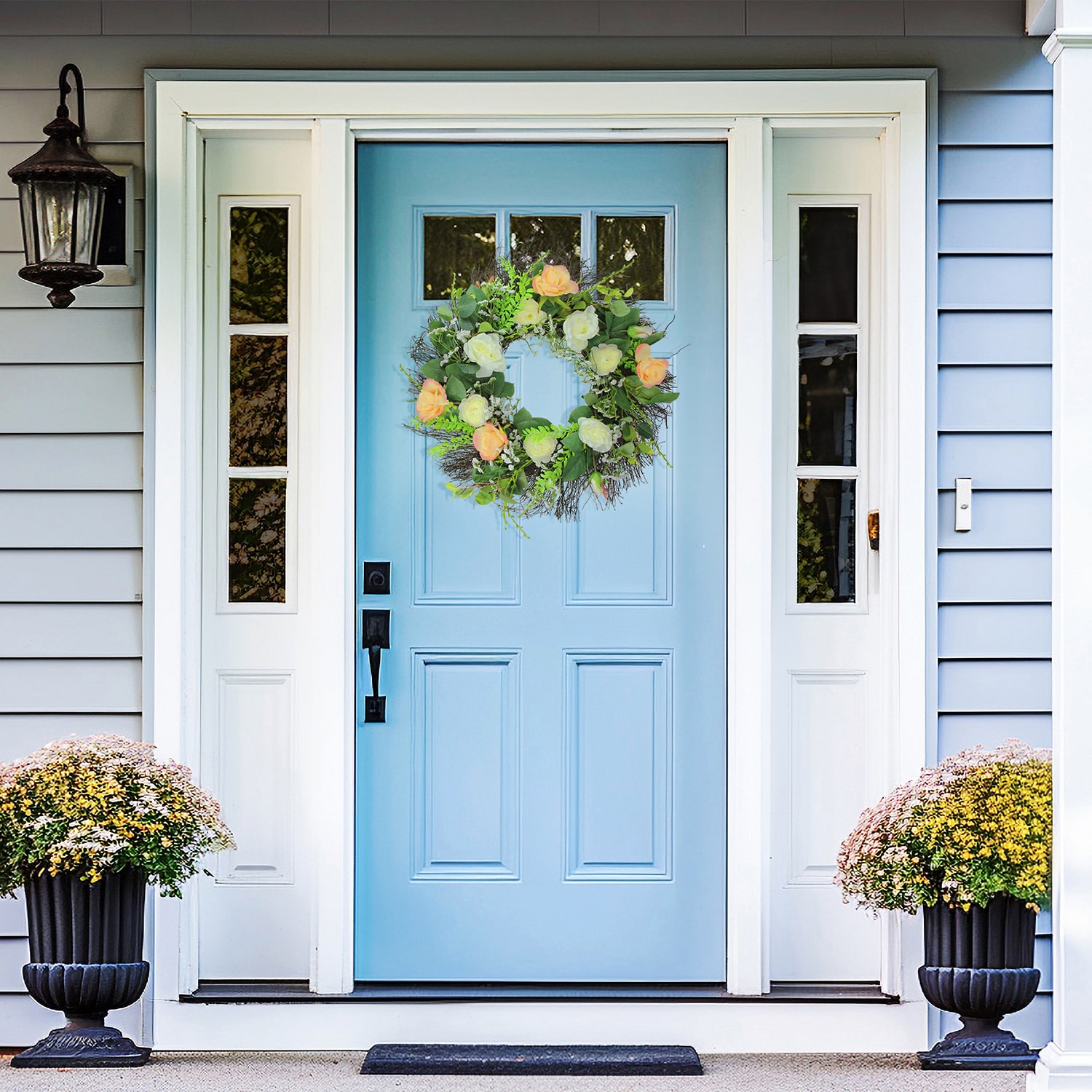 Northlight 24in Rose And Peony Fern Floral Wreath