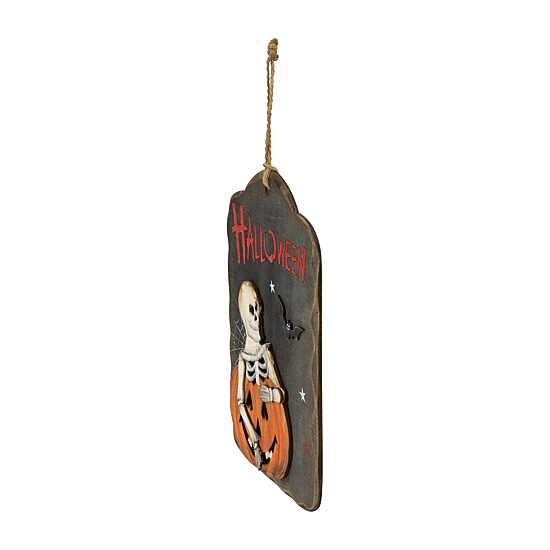 Northlight 9.75in Skeleton And Jack-O-Lantern Wall Sign
