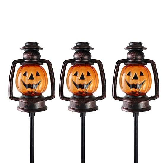 Northlight Orange Flickering Jack O Lanterns 3-pc. Pathway Light