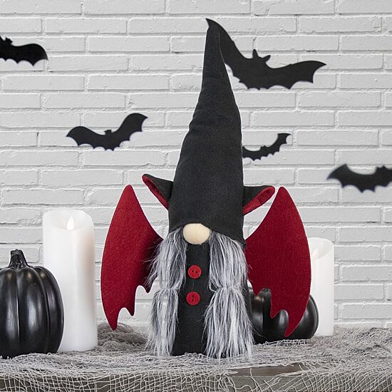 Northlight Black/Red Halloween Girl Gnome 17in Halloween Gnome