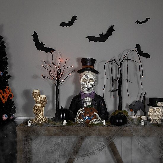 Northlight 23.5in Led Skeleton With Jack-O-Lantern Tabletop Decor