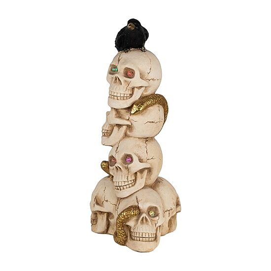 Northlight 27.5in Led Lighted Skull Tower With Raven Lighted Tabletop Decor