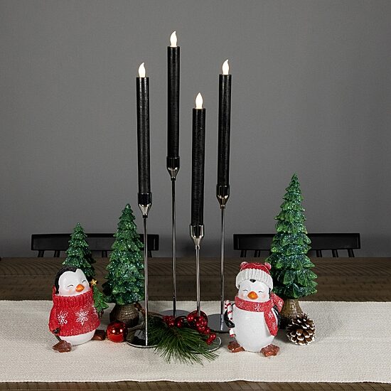 Northlight 9.5in Black Led Flickering 4-pc. Flameless Candle
