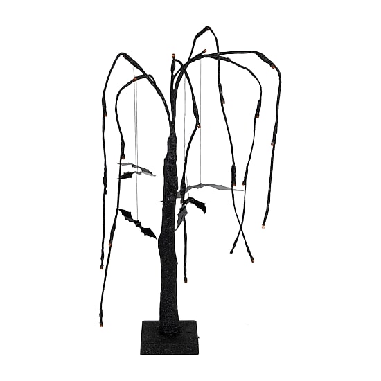 Northlight 24in Led Black Glittered Willow Lighted Indoor Artificial Tree