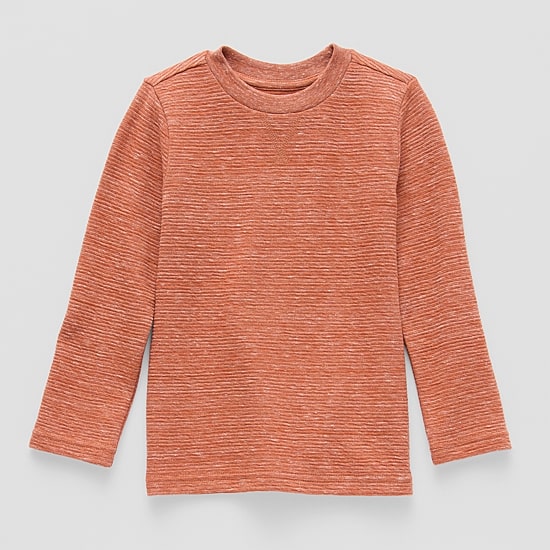 Okie Dokie Textured Knit Toddler & Little Boys Crew Neck Long Sleeve T-Shirt