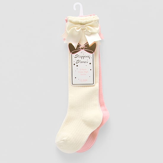 First Steps By Stepping Stones Baby Girls 2 Pair Knee High Socks