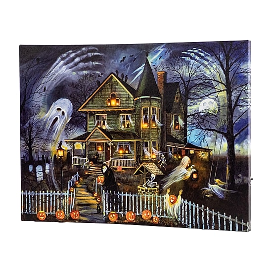Northlight 12in X 15.75in Led Haunted House Canvas Art