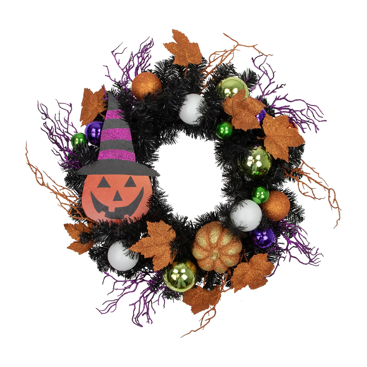 Northlight 24in Jack-O-Lantern In Witches Hat Wreath