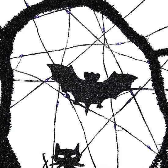 Northlight 13in Led Black Twig With Bats Wreath