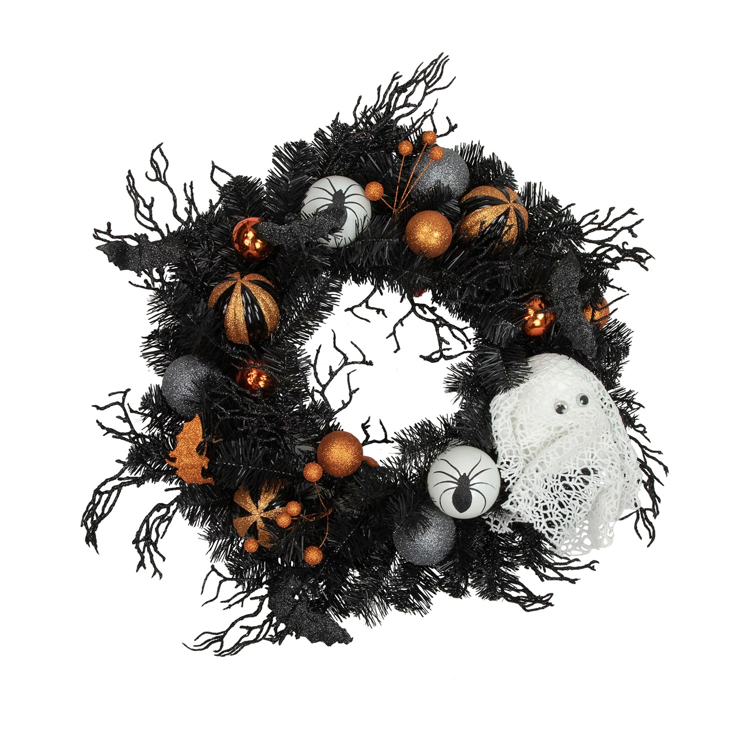 Northlight 24in Orange Ornaments And Ghost Wreath