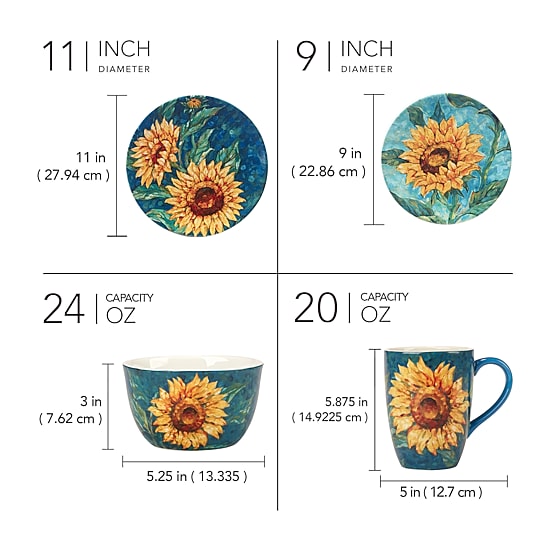 Certified International Golden Sunflowers 16-pc. Earthenware Dinnerware Set
