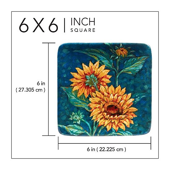Certified International Golden Sunflowers 4-pc. Earthenware Appetizer Plate