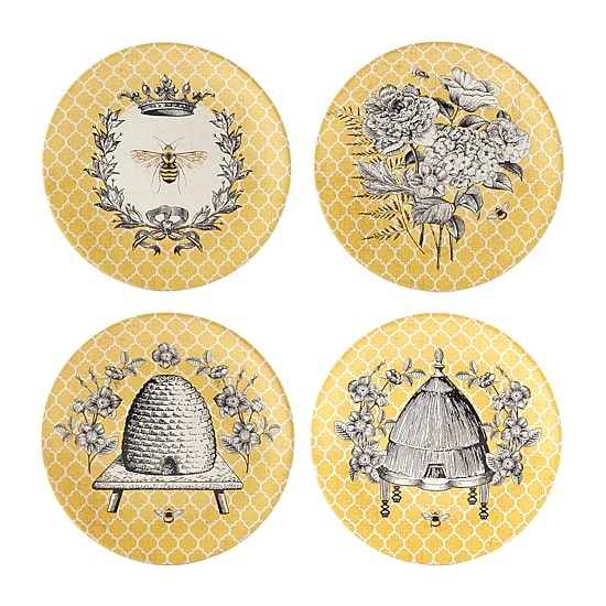 Certified International French Bees 4-pc. Earthenware Salad Plate
