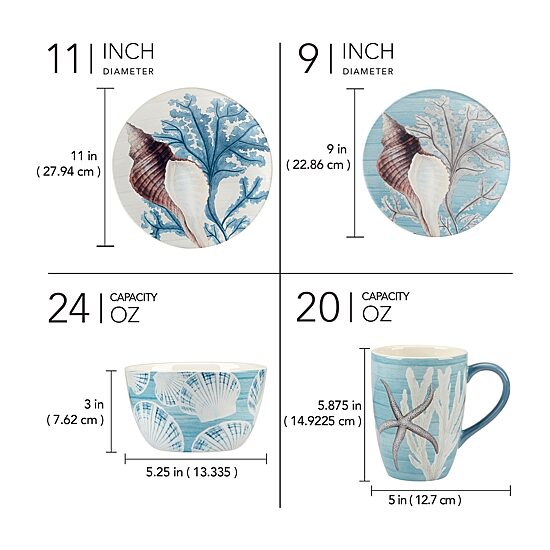 Certified International Beyond The Shore 16-pc. Earthenware Dinnerware Set