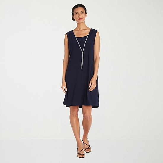 R & M Richards Womens Jacket Dress With Removable Necklace