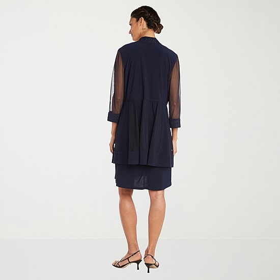 R & M Richards Womens Jacket Dress With Removable Necklace
