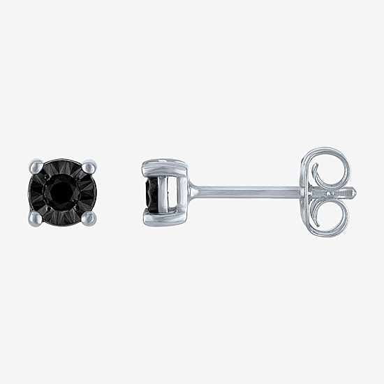 1/10 CT. T.W. Natural Black Diamond Sterling Silver 5.5mm Round Stud Earrings