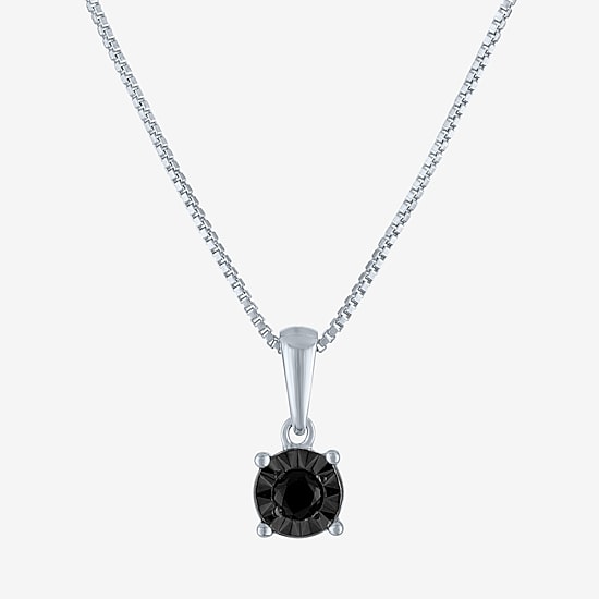 Womens 1/10 CT. T.W. Natural Black Diamond Sterling Silver 18 Inch Pendant Necklace