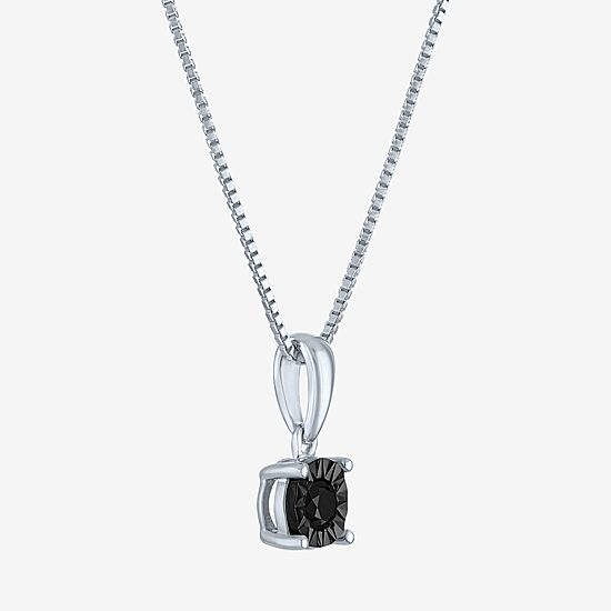 Womens 1/10 CT. T.W. Natural Black Diamond Sterling Silver 18 Inch Pendant Necklace