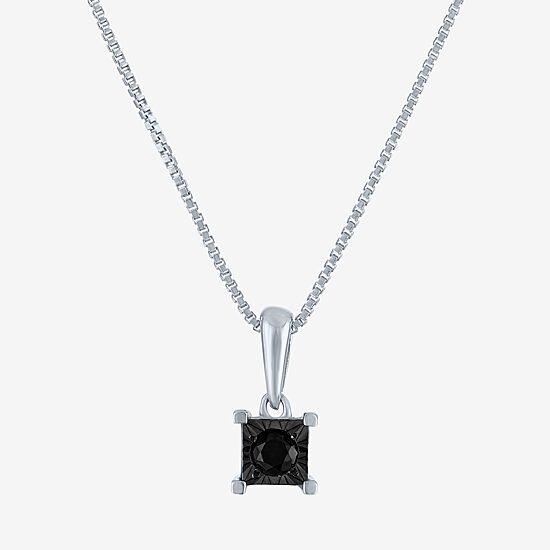 Womens 1/10 CT. T.W. Natural Black Diamond Sterling Silver 18 Inch Pendant Necklace