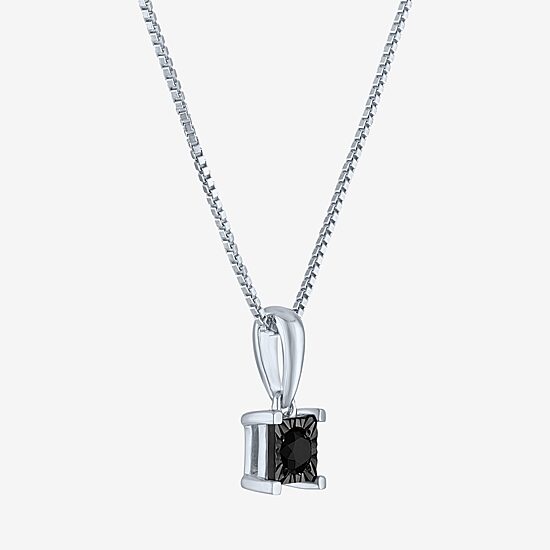 Womens 1/10 CT. T.W. Natural Black Diamond Sterling Silver 18 Inch Pendant Necklace