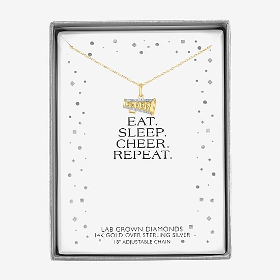 Diamond Accent (G-H Womens Diamond Accent Lab Grown White Diamond Accent 14K Gold Over Silver 16 Inch Pendant Necklace