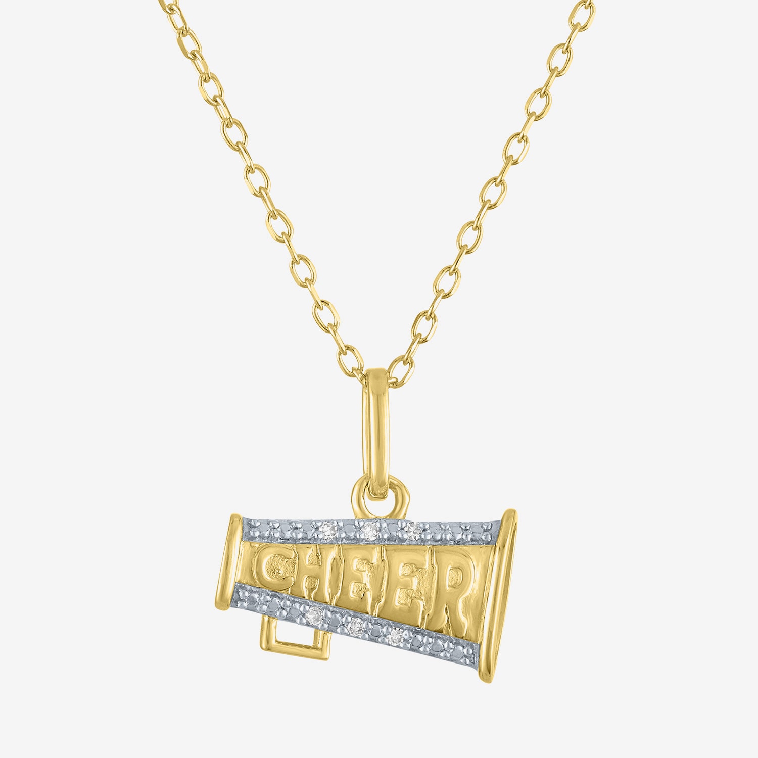 Diamond Accent (G-H Womens Diamond Accent Lab Grown White Diamond Accent 14K Gold Over Silver 16 Inch Pendant Necklace