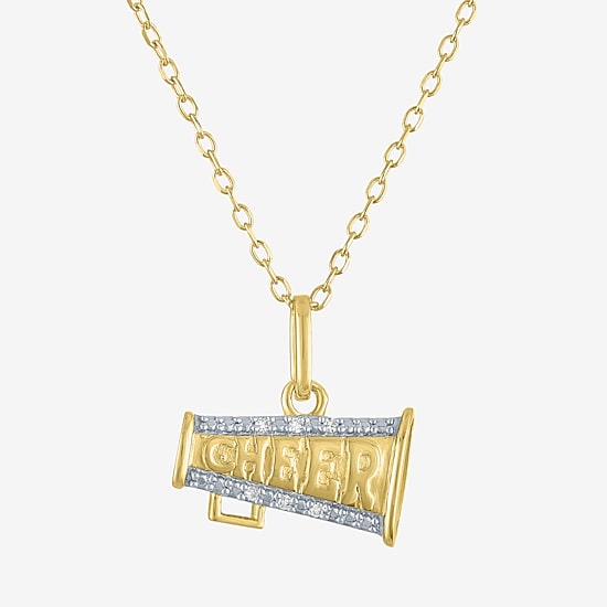 Diamond Accent (G-H Womens Diamond Accent Lab Grown White Diamond Accent 14K Gold Over Silver 16 Inch Pendant Necklace