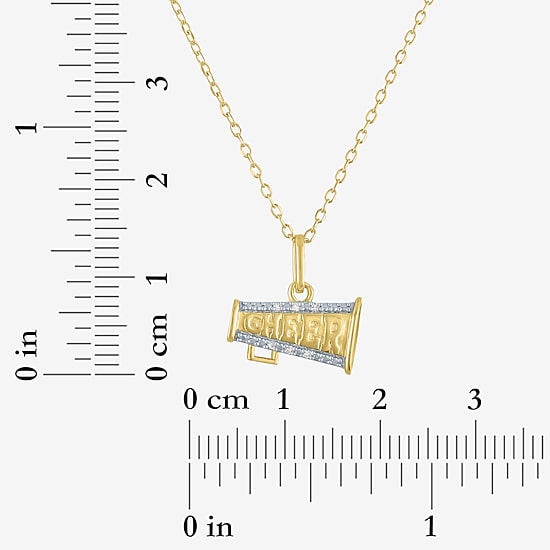Diamond Accent (G-H Womens Diamond Accent Lab Grown White Diamond Accent 14K Gold Over Silver 16 Inch Pendant Necklace