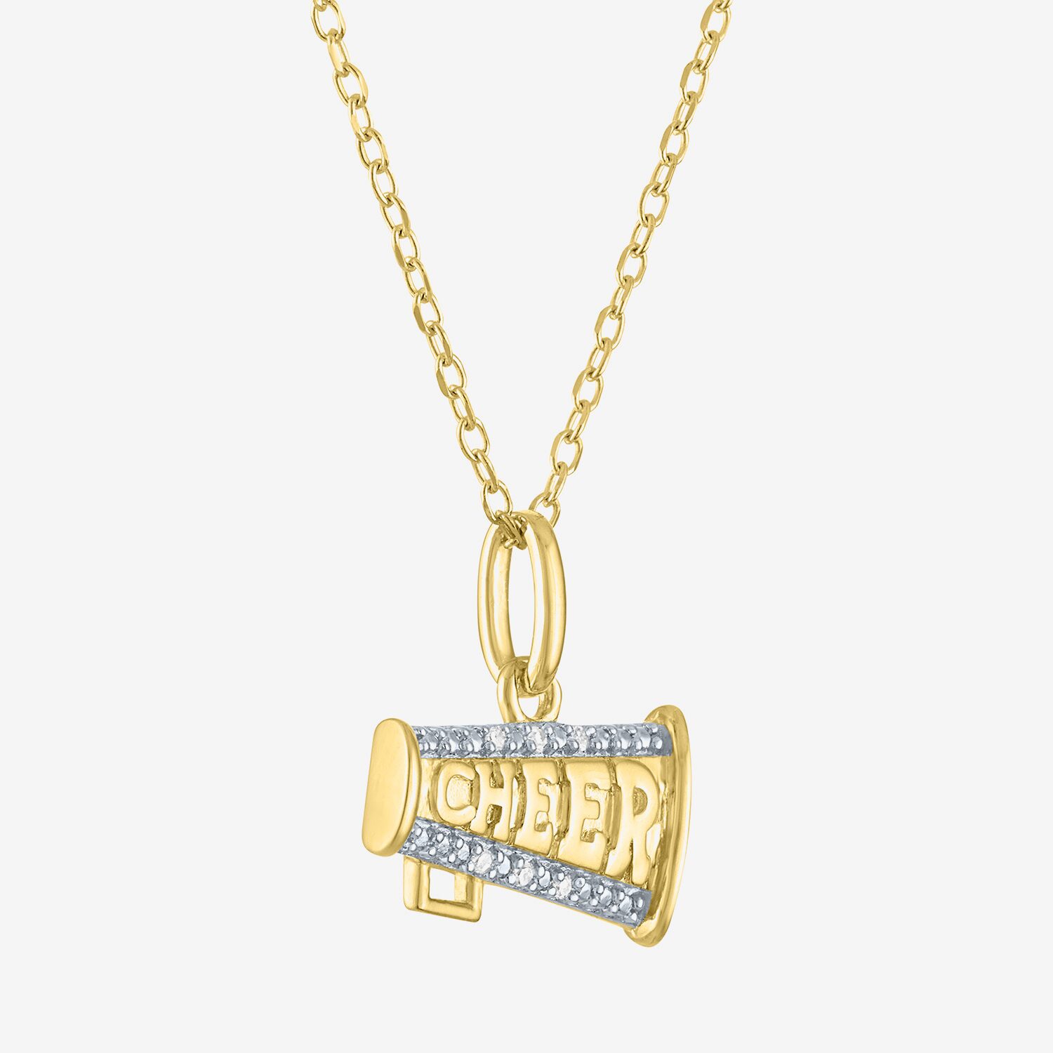 Diamond Accent (G-H Womens Diamond Accent Lab Grown White Diamond Accent 14K Gold Over Silver 16 Inch Pendant Necklace