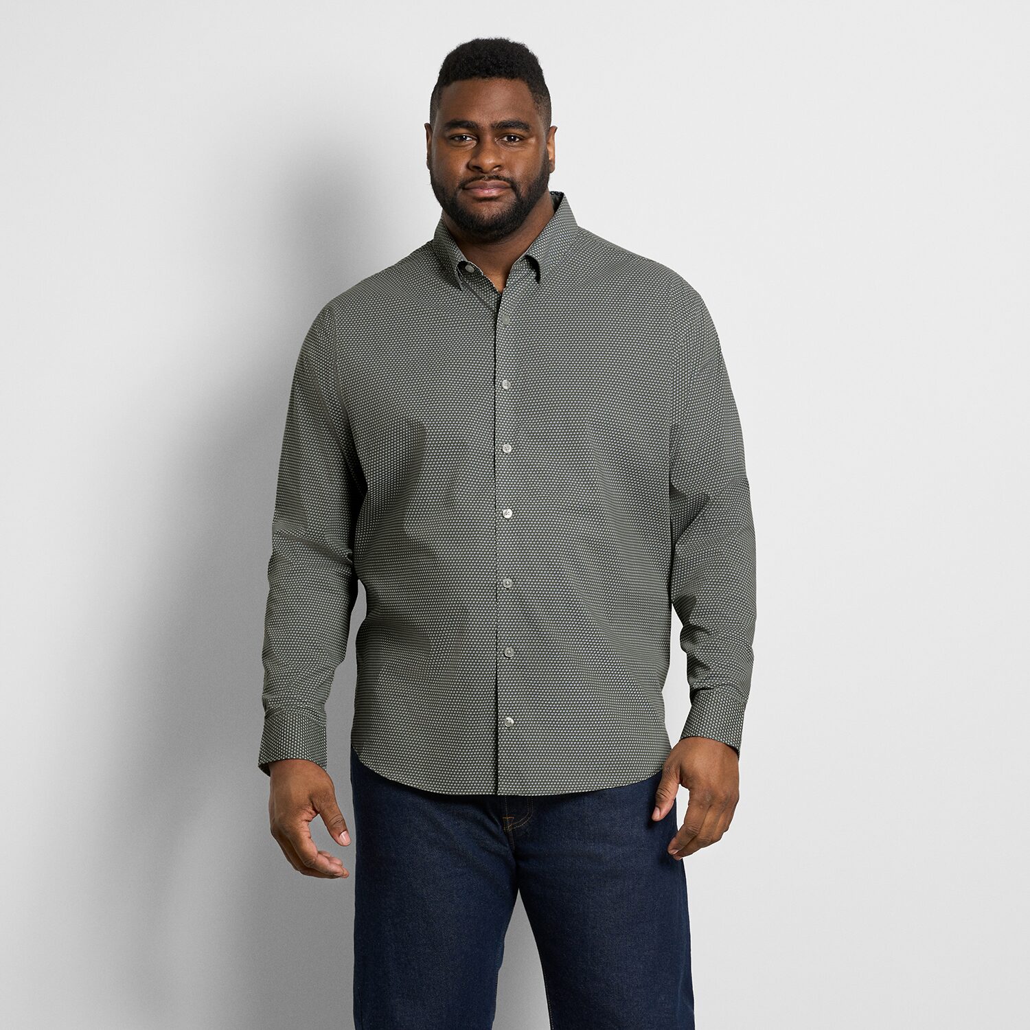 Van Heusen Cronbie Mens Long Sleeve Slim Fit Wrinkle Free Big and Tall Button-Down Shirt