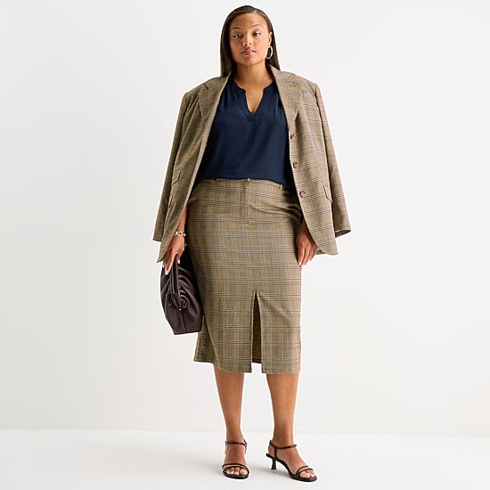 Worthington Womens Plus Long Pencil Skirt