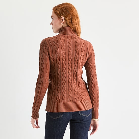St. John's Bay Tall Womens Turtleneck Long Sleeve Pullover Sweater
