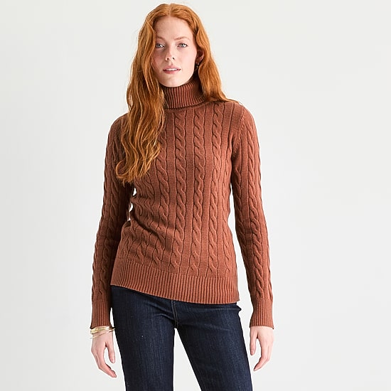 St. John's Bay Tall Womens Turtleneck Long Sleeve Pullover Sweater