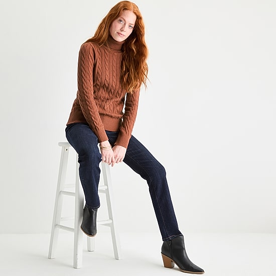 St. John's Bay Tall Womens Turtleneck Long Sleeve Pullover Sweater