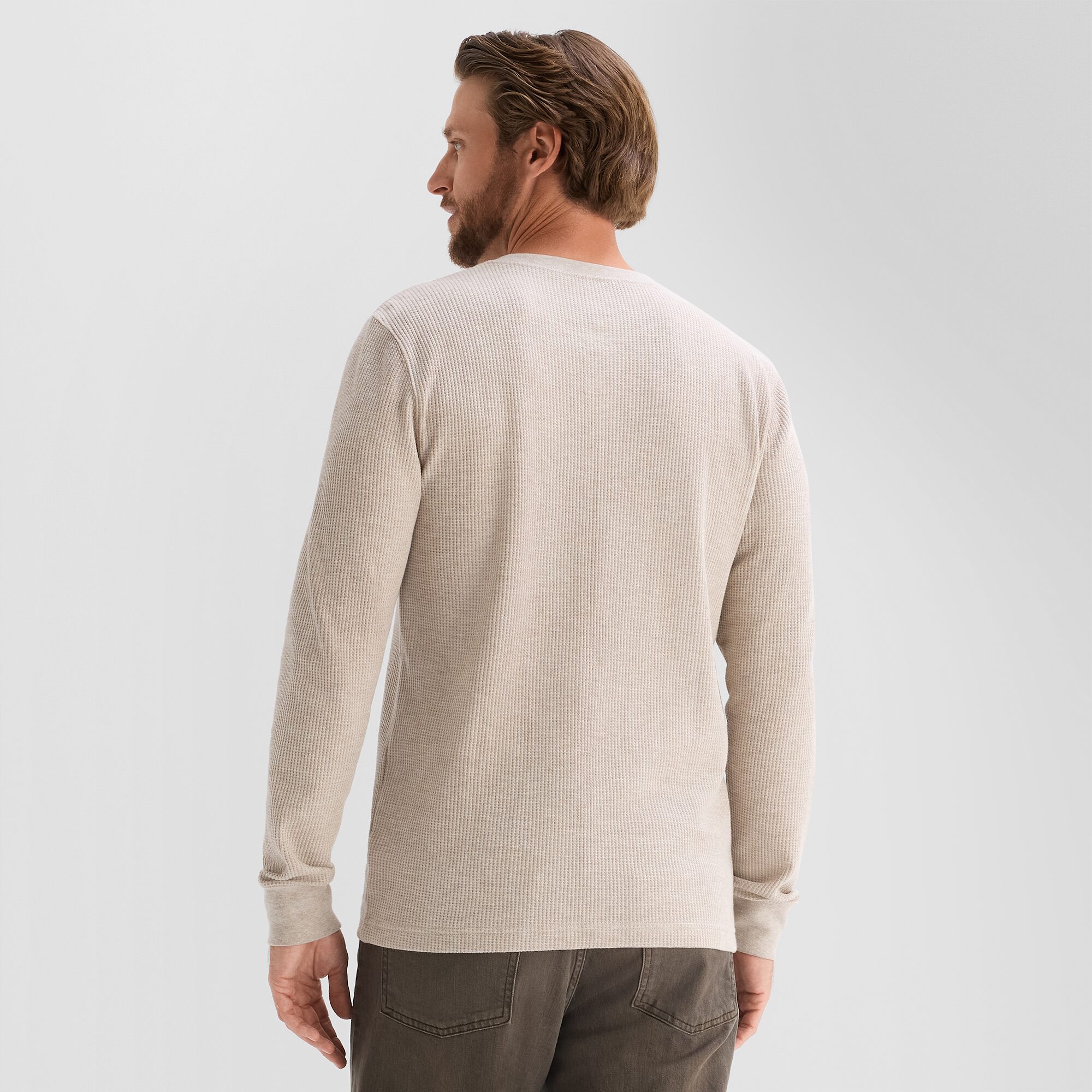 St. John's Bay Waffle Mens Henley Neck Long Sleeve Classic Fit Thermal Top