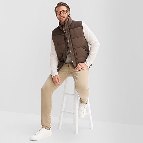 St. John's Bay Quilted Cargo Colorblock Mens Heavyweight Puffer Vest, Xx-large, Brown