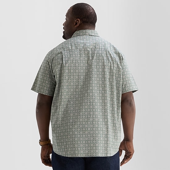 Shaquille O'Neal XLG™ Mens Short Sleeve Regular Fit Big and Tall Button-Down Shirt