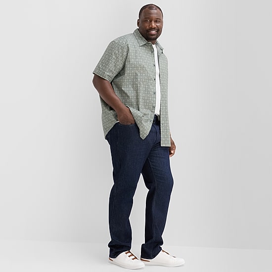 Shaquille O'Neal XLG™ Mens Short Sleeve Regular Fit Big and Tall Button-Down Shirt